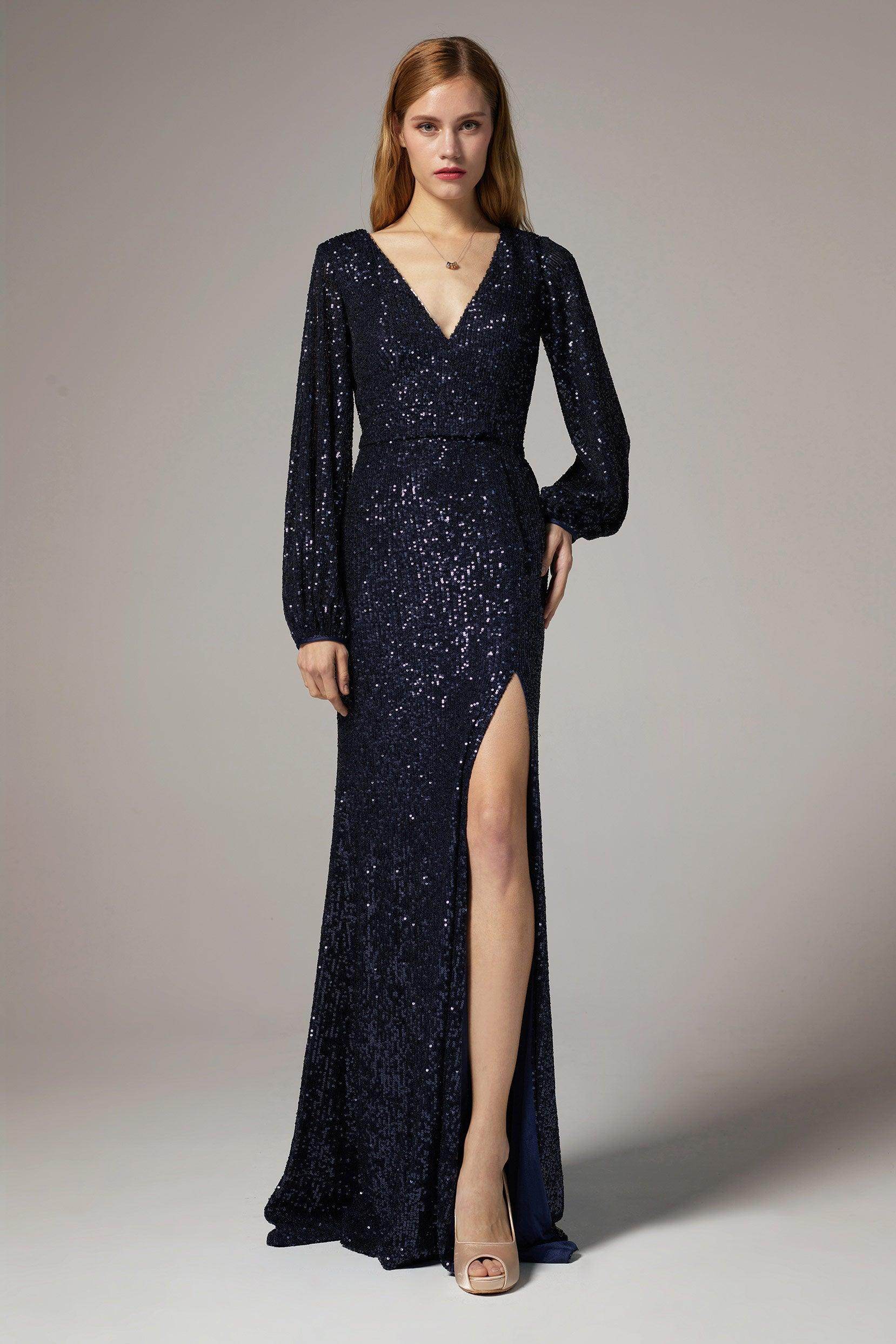 Sheath-Column Floor Length Sequined Dress CS0302 - COCOMELODY